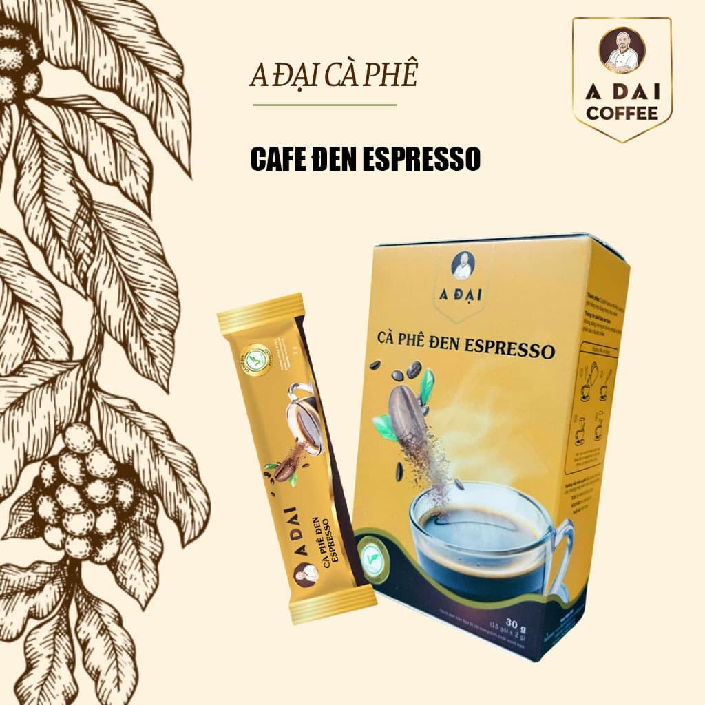 Cà Phê Đen Espresso Hòa Tan A Đại - Hộp 15 gói (30g) - Cà Phê Đậm Đà Cho Ngày Dài Tỉnh Táo
