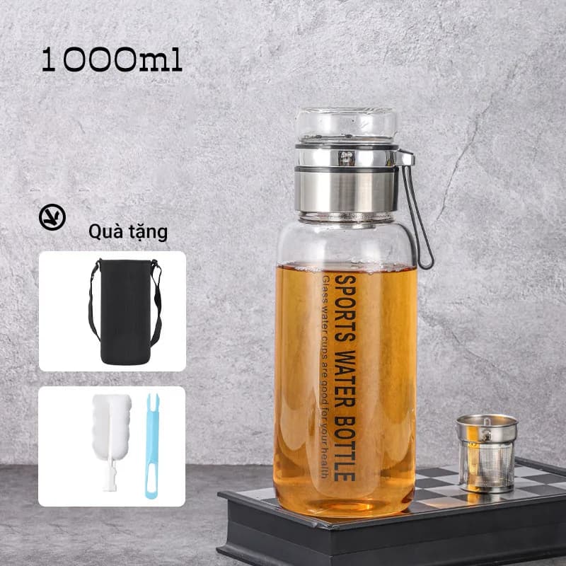 Bình đựng trà thuỷ tinh NIUMI có kèm nắp pha trà tiện lợi và lọc trà inox an toàn, độ bền dài lâu