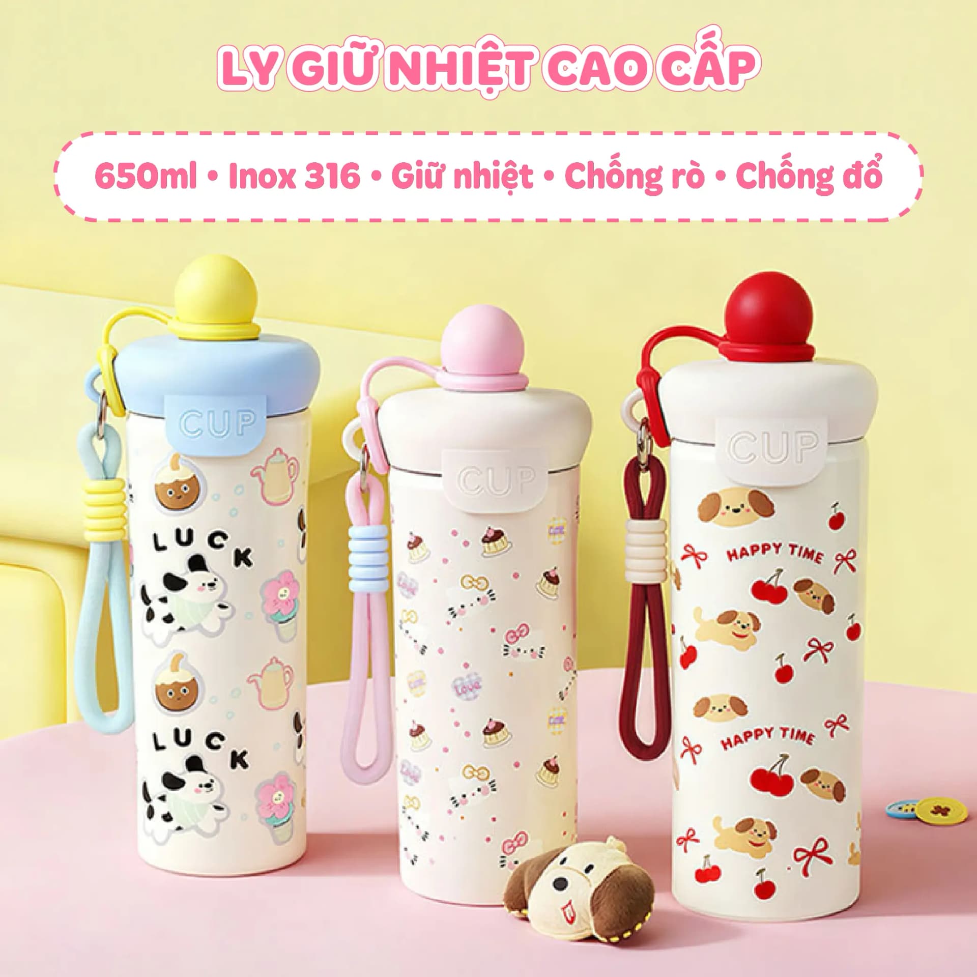 Bình giữ nhiệt XCUP NIUMI ống hút mới, INOX 316, dung tích 600ml, màu gradient dành cho học sinh, sinh viên