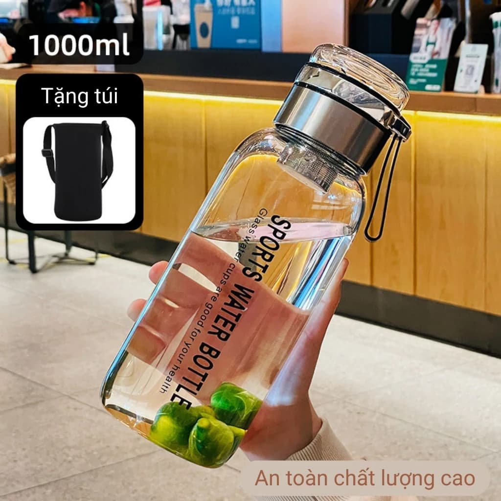 Bình đựng trà thuỷ tinh NIUMI có kèm nắp pha trà tiện lợi và lọc trà inox an toàn, độ bền dài lâu