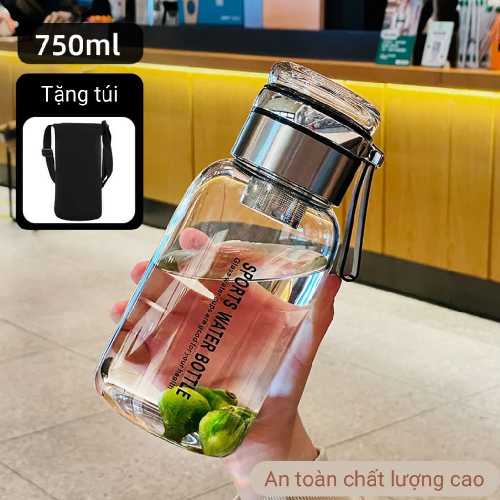 Bình đựng trà thuỷ tinh NIUMI có kèm nắp pha trà tiện lợi và lọc trà inox an toàn, độ bền dài lâu