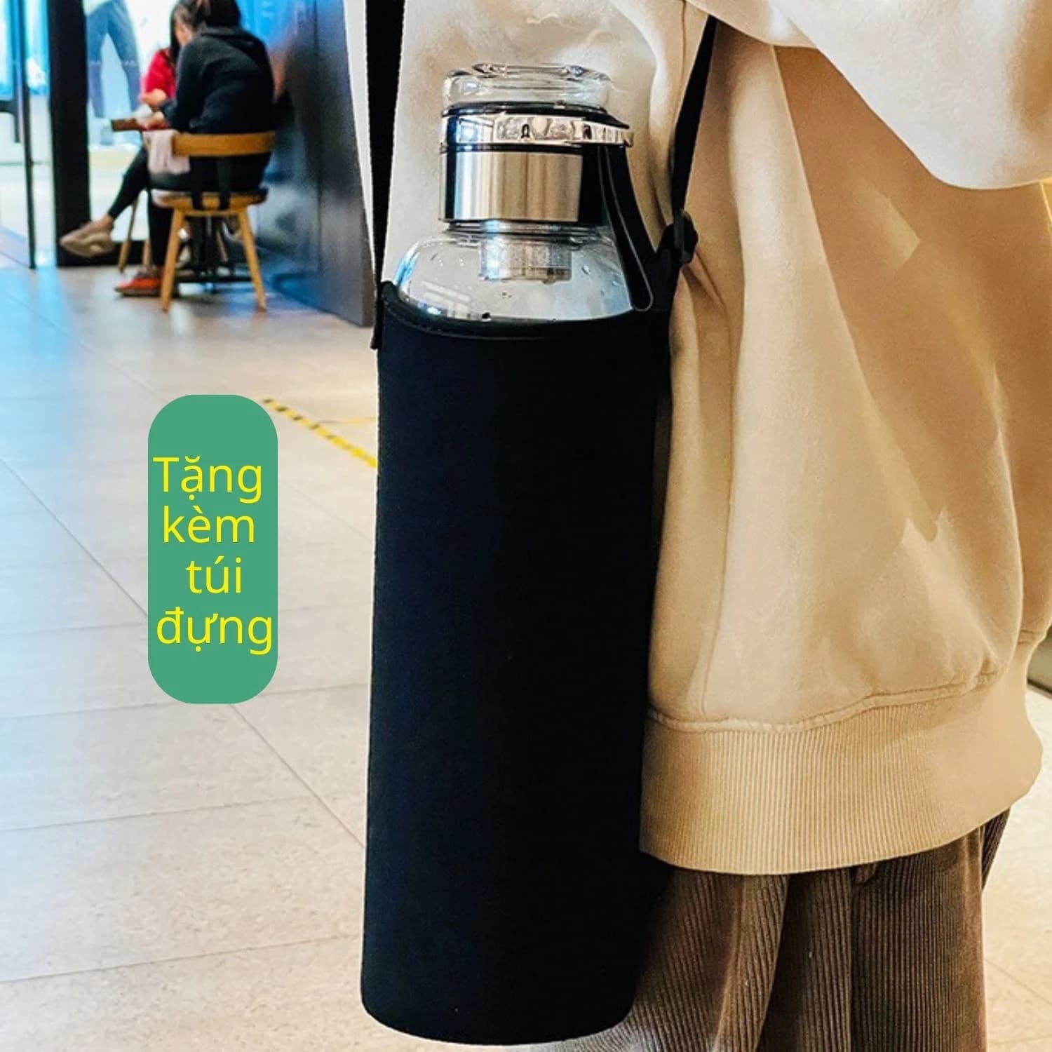 Bình đựng trà thuỷ tinh NIUMI có kèm nắp pha trà tiện lợi và lọc trà inox an toàn, độ bền dài lâu