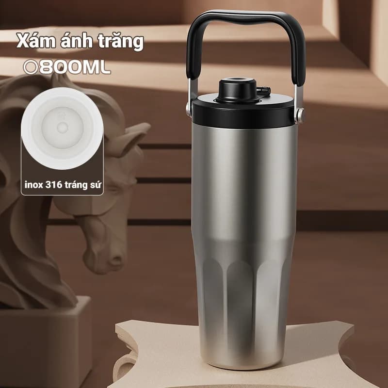 Ly giữ nhiệt tráng sứ BUBBLE NIUMI ống hút trân châu thuỷ tinh 2026