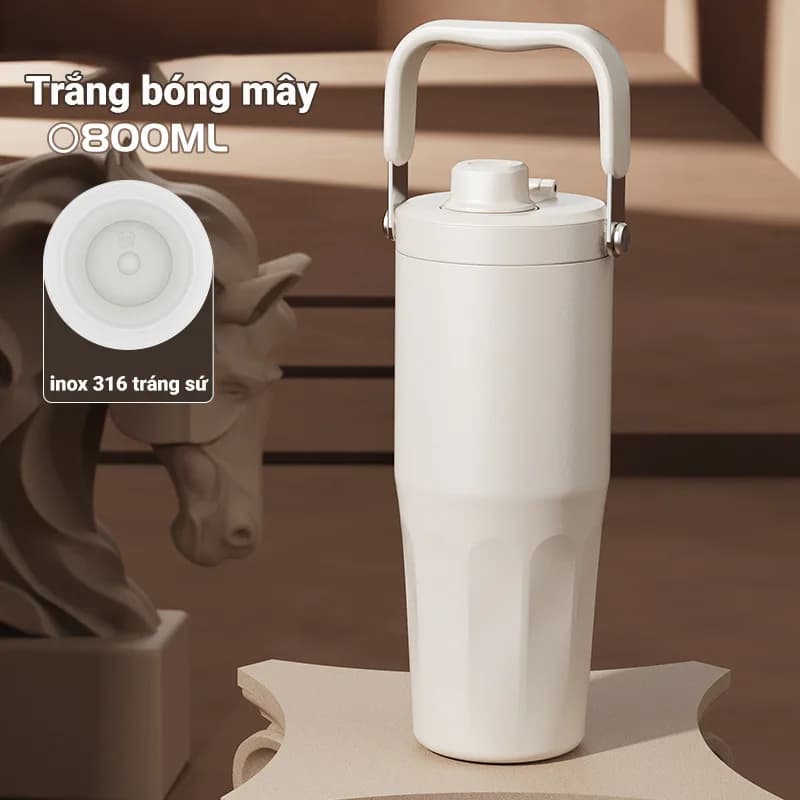 Ly giữ nhiệt tráng sứ BUBBLE NIUMI ống hút trân châu thuỷ tinh 2026