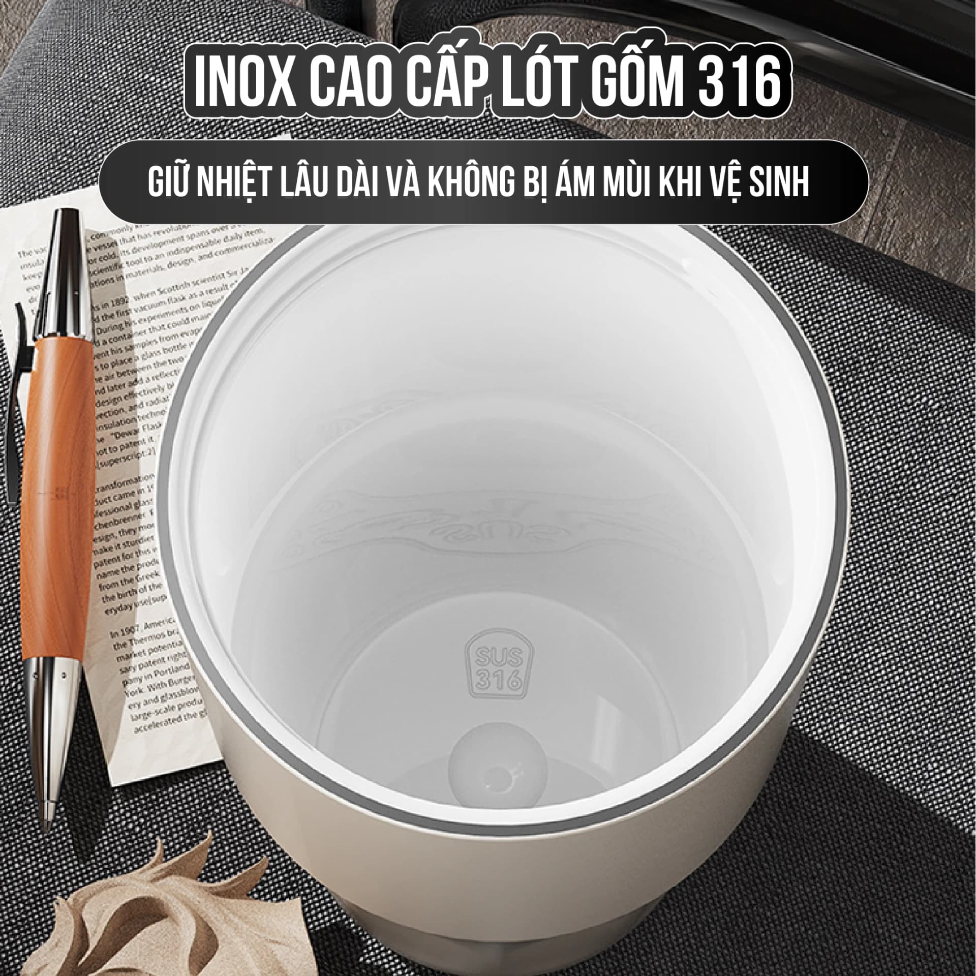 Ly giữ nhiệt tráng sứ BUBBLE NIUMI ống hút trân châu thuỷ tinh 2026