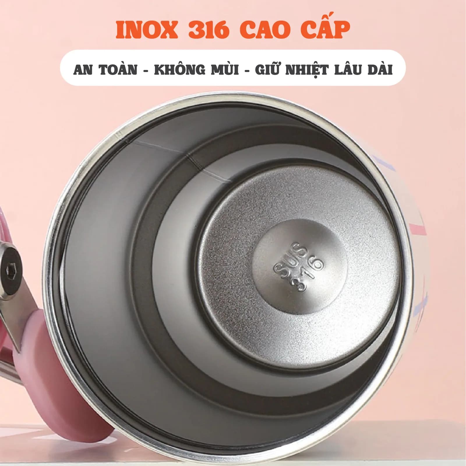 Ly giữ nhiệt Mochi NIUMI dung tích 900ml inox 316 dễ thương, màu sắc tươi sáng