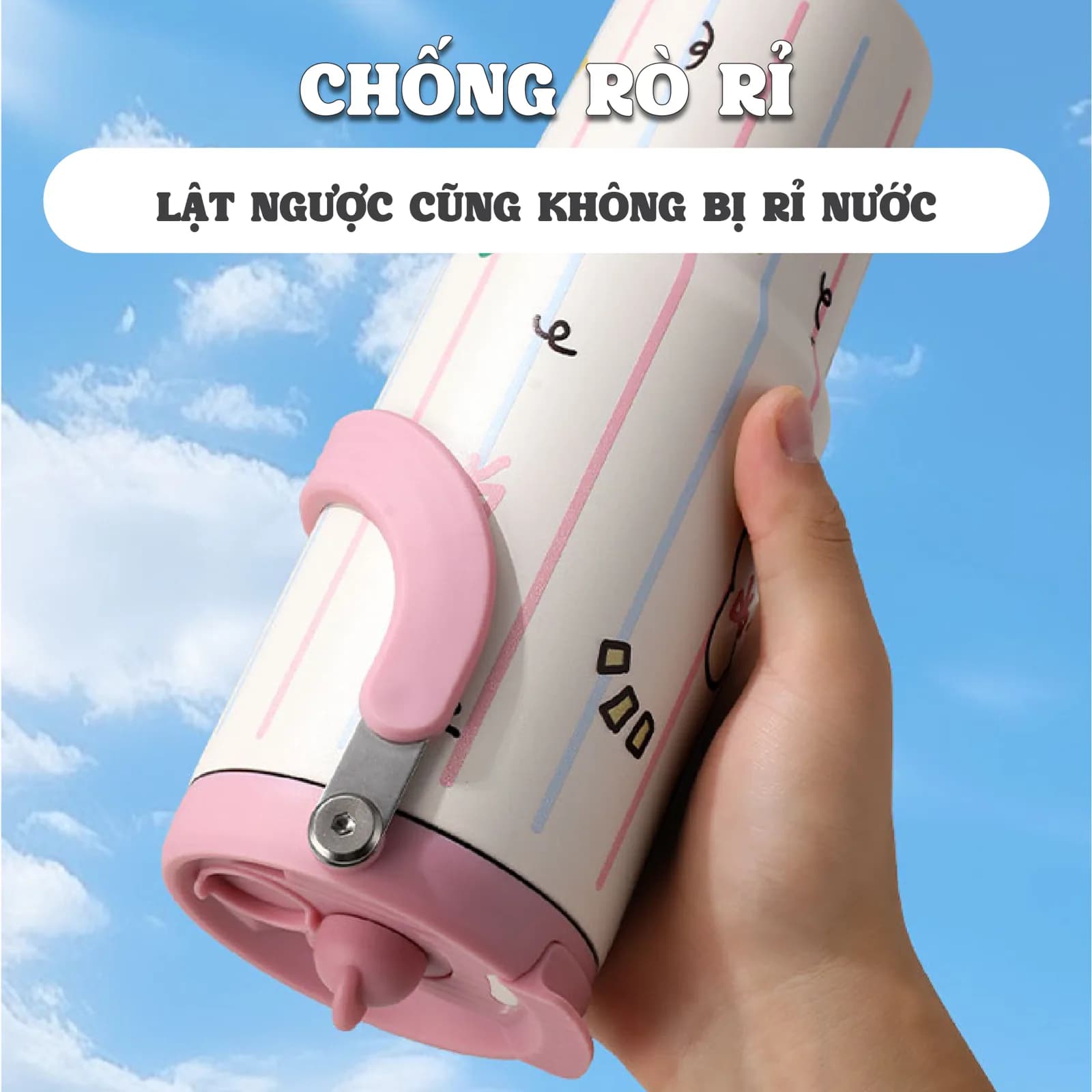 Ly giữ nhiệt Mochi NIUMI dung tích 900ml inox 316 dễ thương, màu sắc tươi sáng