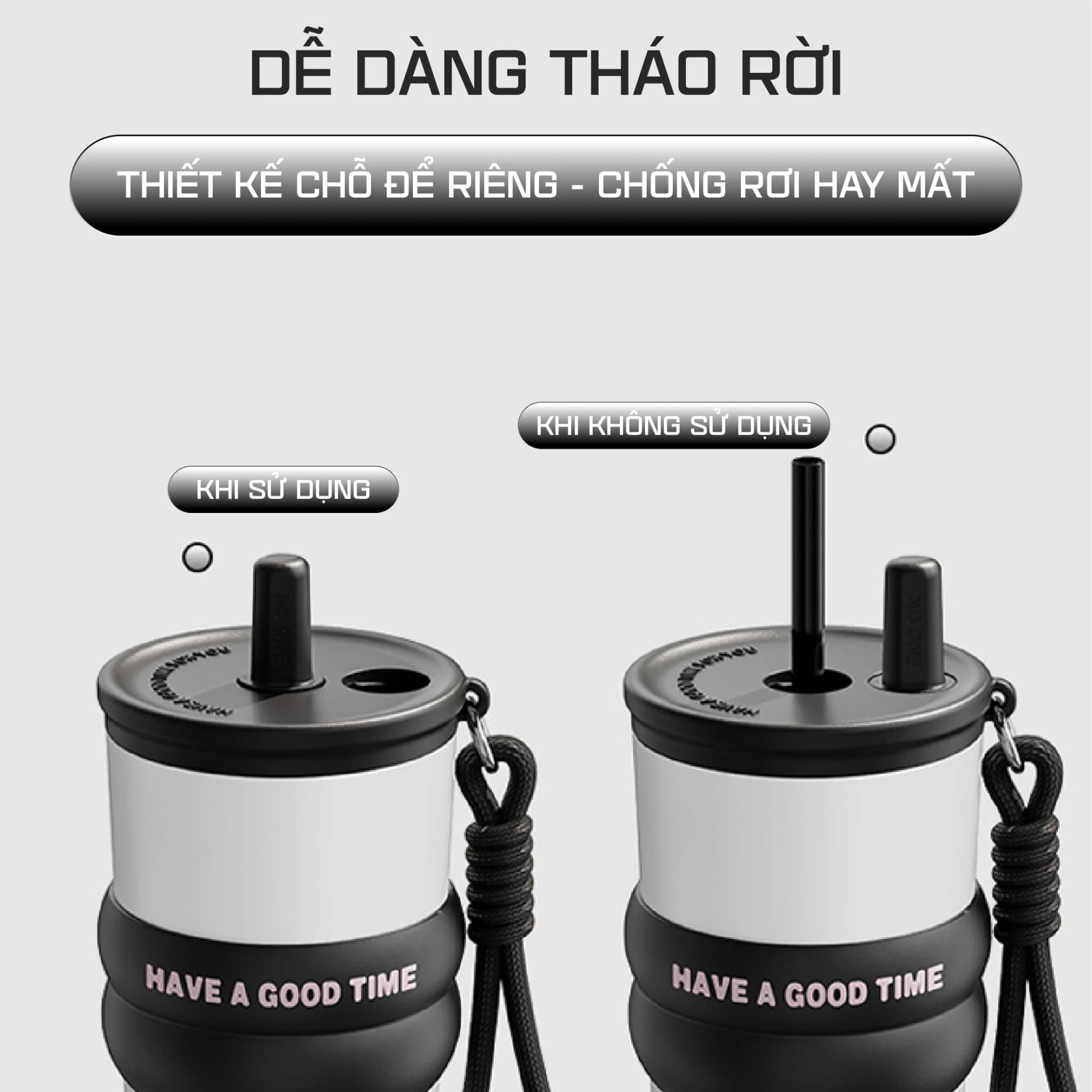 Ly giữ nhiệt Phúc Long NIUMI 710ml đơn giản, màu sắc basic, có ống hút, giữ nhiệt nóng và lạnh