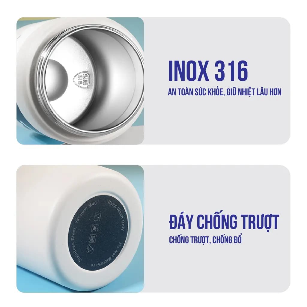 Bình giữ nhiệt Boss NIUMI dung tích 1200ml inox 316 thiết kế đơn giản, màu sắc nhẹ nhàng